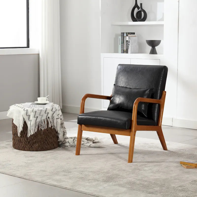 Fauteuil de style moderne — fauteuil à structure en bois massif et revêtement rembourré