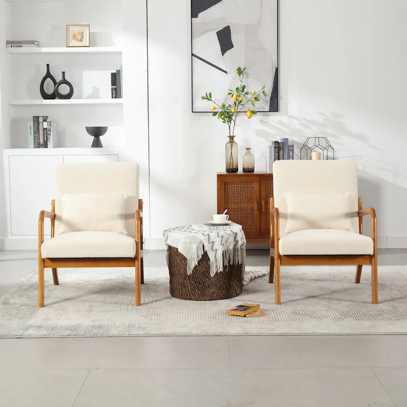 Fauteuil de style moderne — fauteuil à structure en bois massif et revêtement rembourré