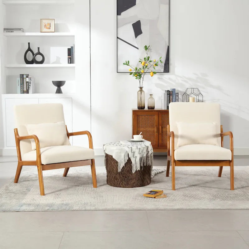 Fauteuil de style moderne — fauteuil à structure en bois massif et revêtement rembourré