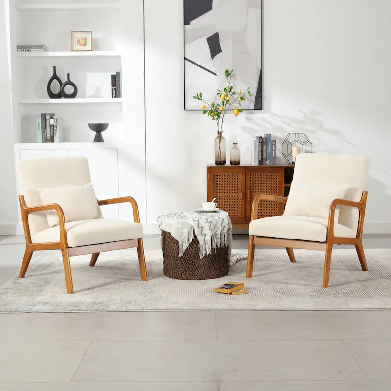 Fauteuil de style moderne — fauteuil à structure en bois massif et revêtement rembourré
