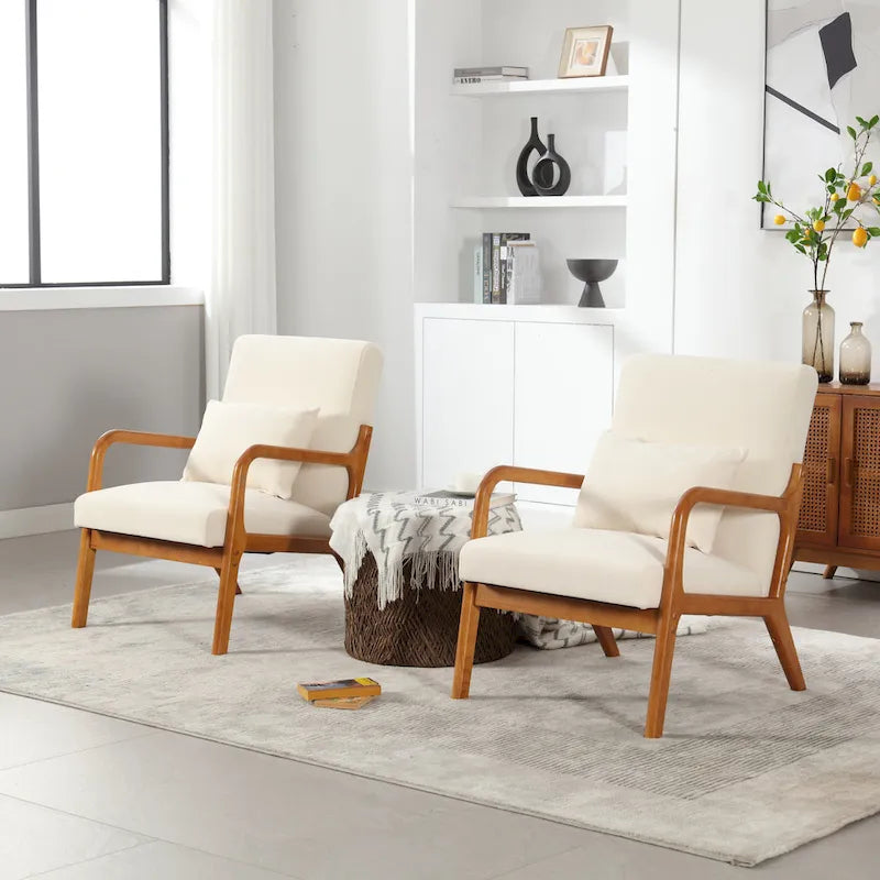 Fauteuil de style moderne — fauteuil à structure en bois massif et revêtement rembourré
