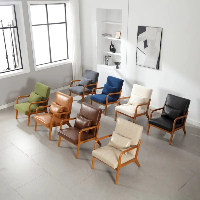 Fauteuil de style moderne — fauteuil à structure en bois massif et revêtement rembourré