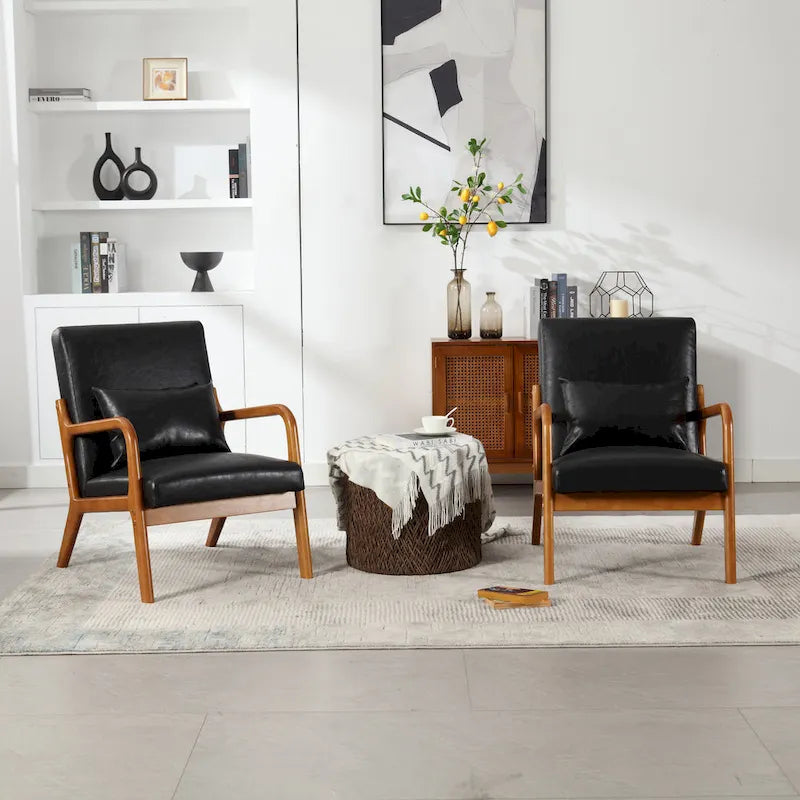 Fauteuil de style moderne — fauteuil à structure en bois massif et revêtement rembourré