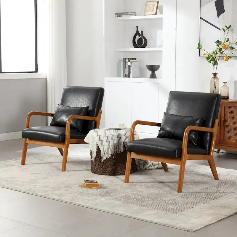 Fauteuil de style moderne — fauteuil à structure en bois massif et revêtement rembourré