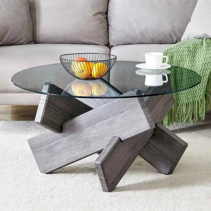 33.4 Modern Round Tempered Glass Table