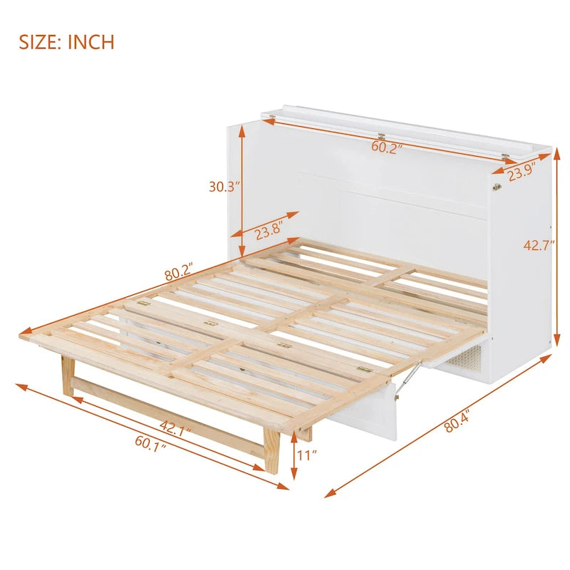 Grand lit escamotable blanc de style moderne