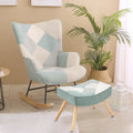 Fauteuil à bascule bleu au dossier haut, style moderne et rembourré