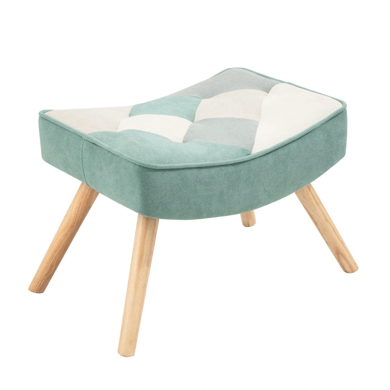 Fauteuil à bascule bleu au dossier haut, style moderne et rembourré