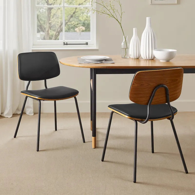 Chaises de salle à manger en cuir et bois courbé (lot de 2)