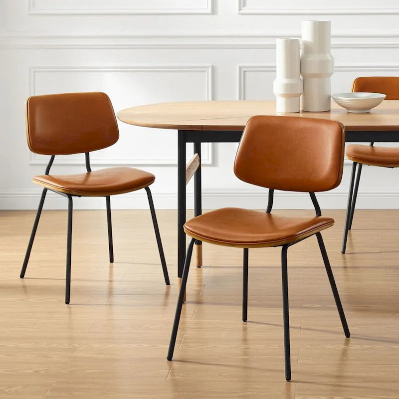 Chaises de salle à manger en cuir et bois courbé (lot de 2)