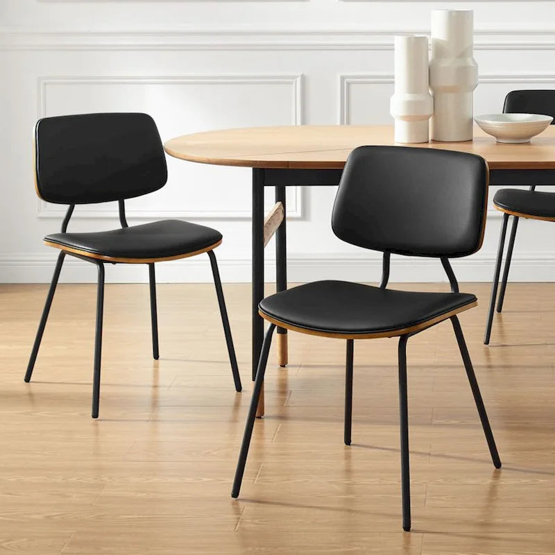 Chaises de salle à manger en cuir et bois courbé (lot de 2)