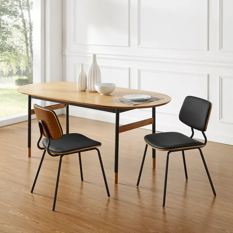 Chaises de salle à manger en cuir et bois courbé (lot de 2)