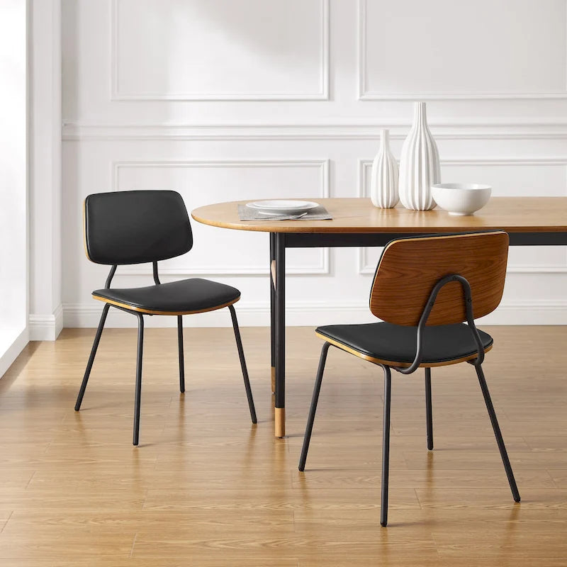 Chaises de salle à manger en cuir et bois courbé (lot de 2)
