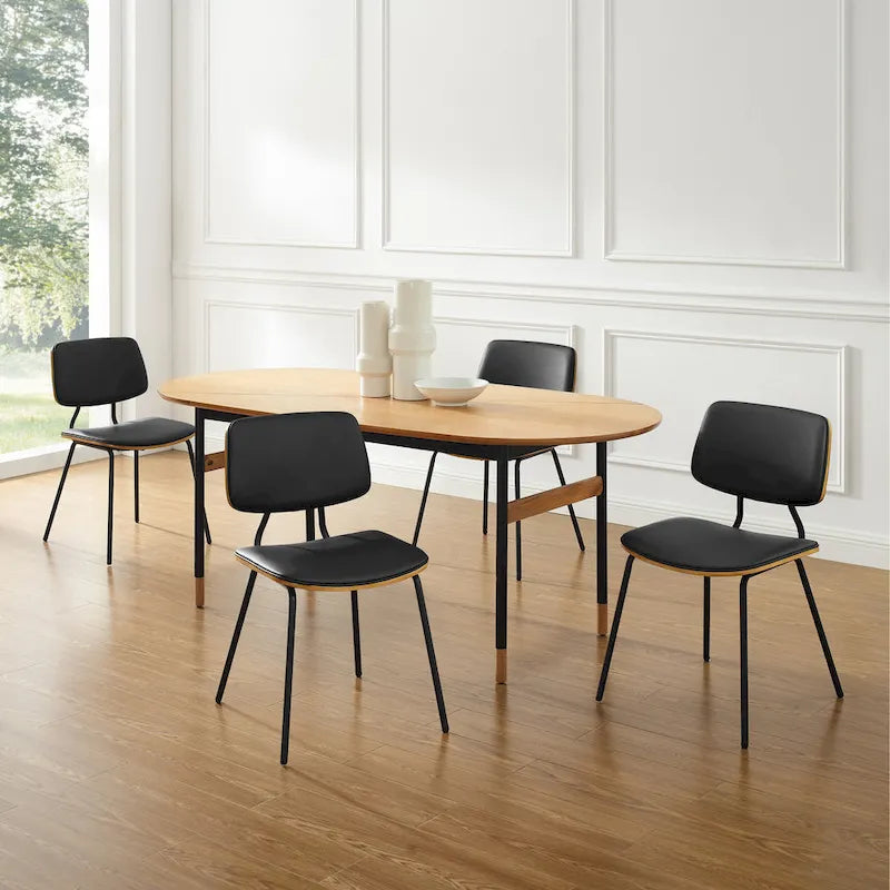 Chaises de salle à manger en cuir et bois courbé (lot de 2)