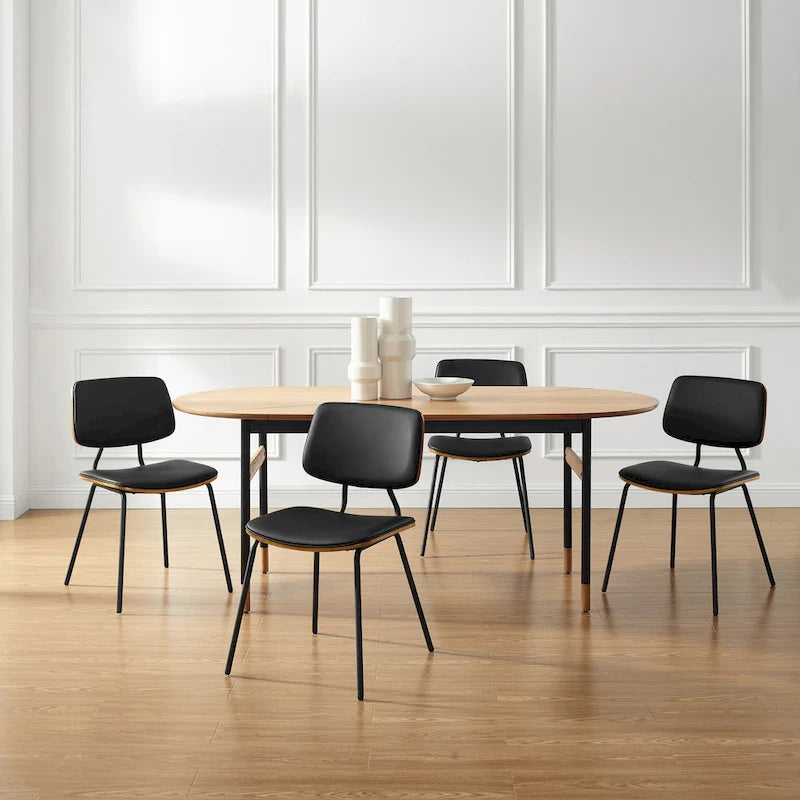 Chaises de salle à manger en cuir et bois courbé (lot de 2)