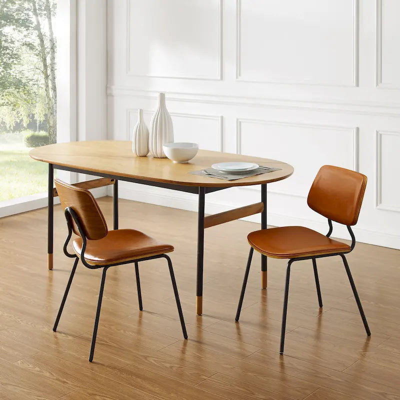 Chaises de salle à manger en cuir et bois courbé (lot de 2)