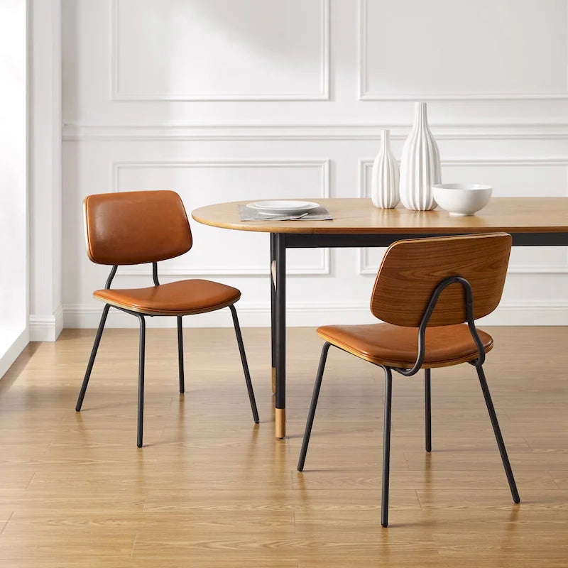 Chaises de salle à manger en cuir et bois courbé (lot de 2)