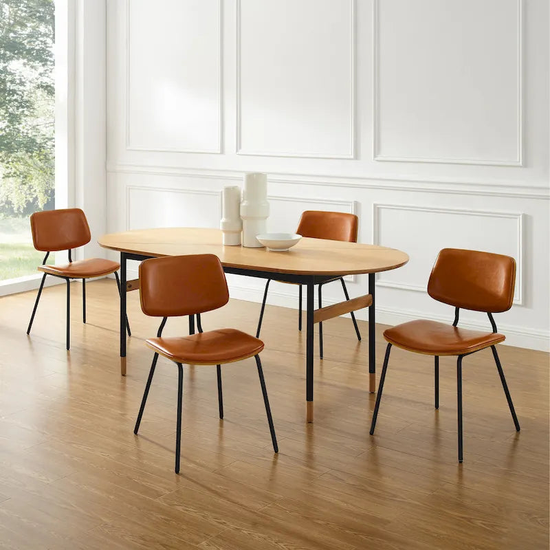 Chaises de salle à manger en cuir et bois courbé (lot de 2)
