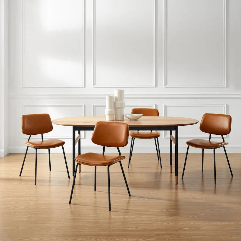 Chaises de salle à manger en cuir et bois courbé (lot de 2)