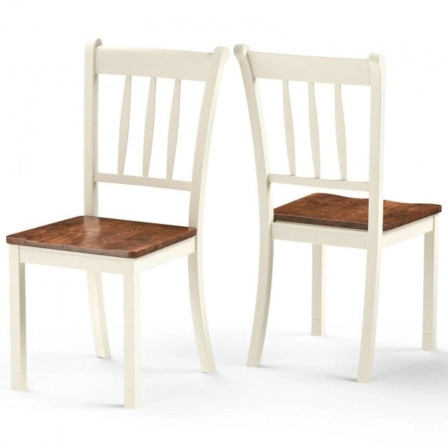 Chaise de salle à manger en bois massif avec dossier à barreaux