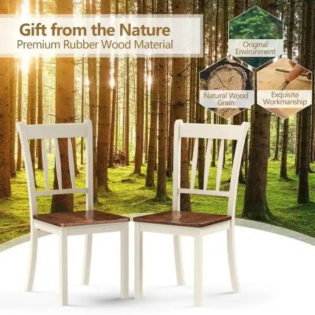 Chaise de salle à manger en bois massif avec dossier à barreaux