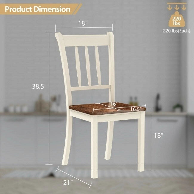 Chaise de salle à manger en bois massif avec dossier à barreaux