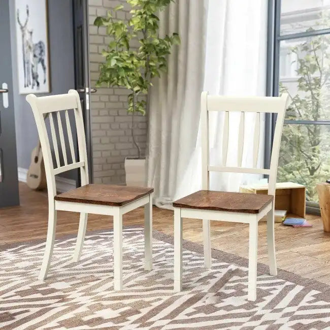 Chaise de salle à manger en bois massif avec dossier à barreaux