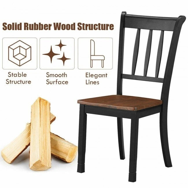 Chaise de salle à manger en bois massif avec dossier à barreaux