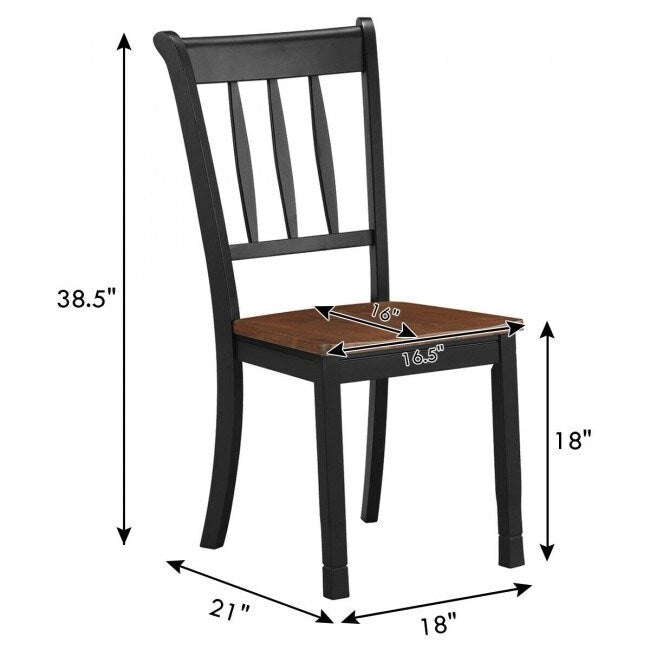 Chaise de salle à manger en bois massif avec dossier à barreaux