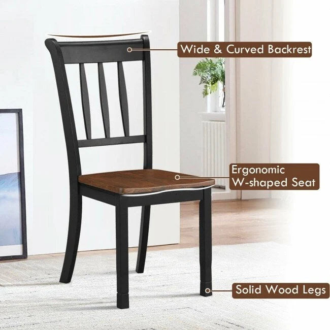 Chaise de salle à manger en bois massif avec dossier à barreaux