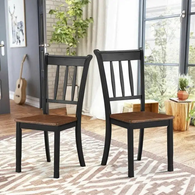 Chaise de salle à manger en bois massif avec dossier à barreaux