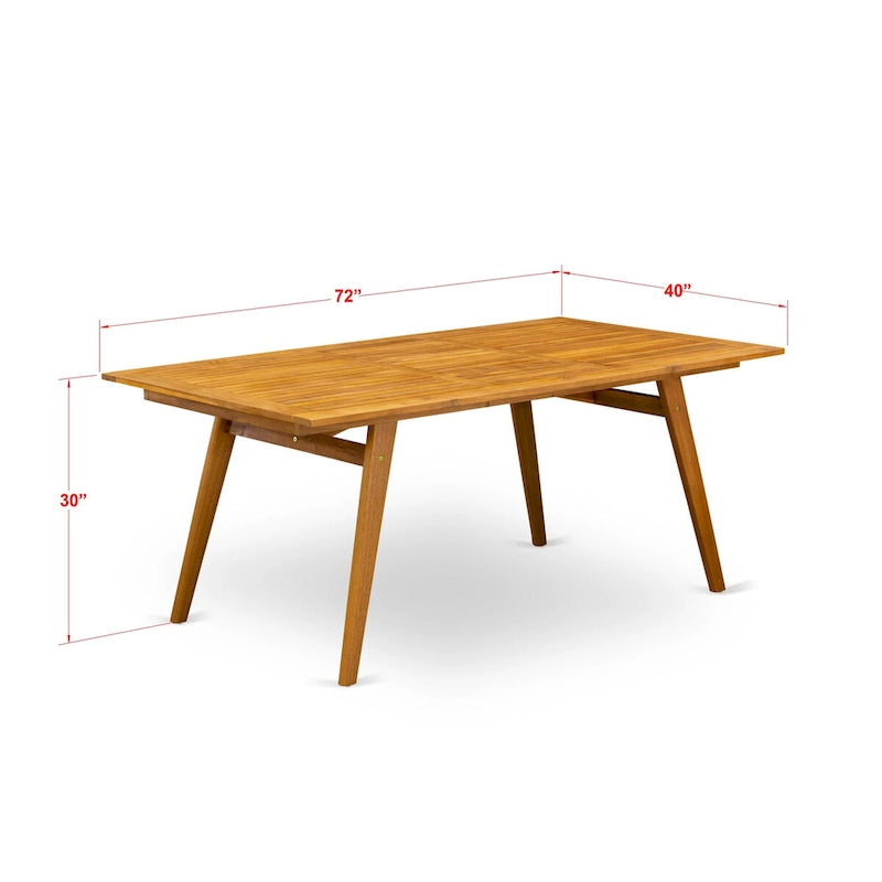 Table basse moderne East West Furniture BDETRNA avec plateau rectangulaire et 4 pieds en bois - Fini à l'huile naturelle