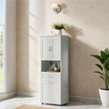 Tall Bathroom Cabinet with Laundry Basket,Large Storage Space