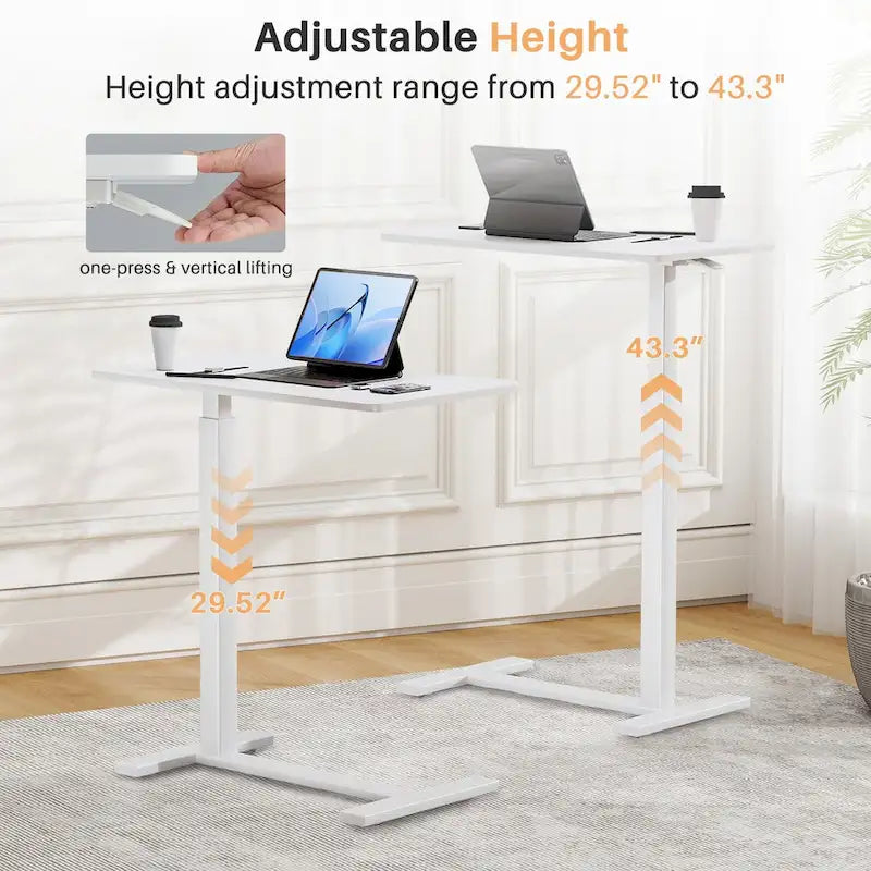 Bureau assis-debout mobile à roulettes