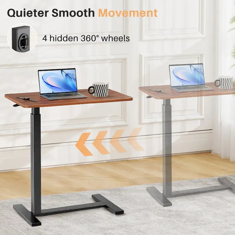 Bureau assis-debout mobile à roulettes