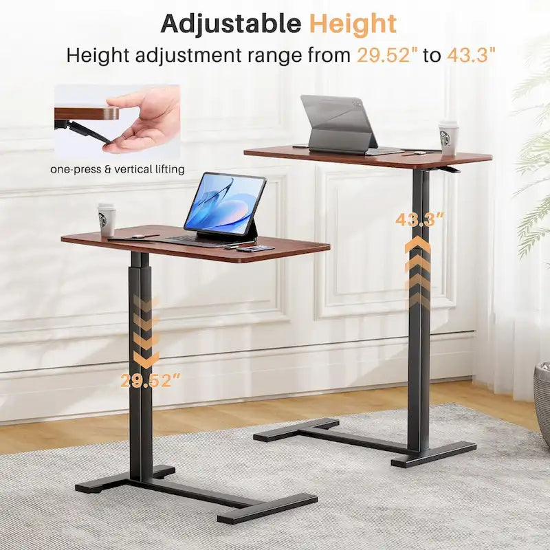 Bureau assis-debout mobile à roulettes