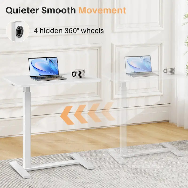 Bureau assis-debout mobile à roulettes